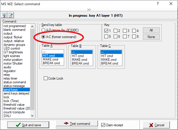 Screenshot, showing the send keys command