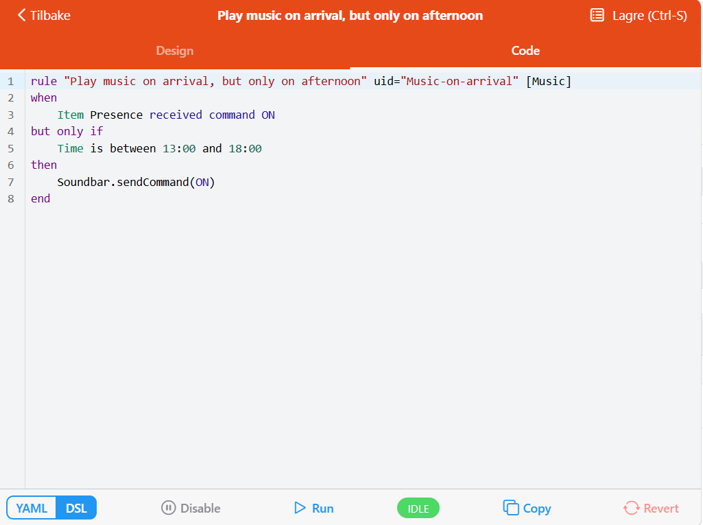 Rules DSL Code Tab